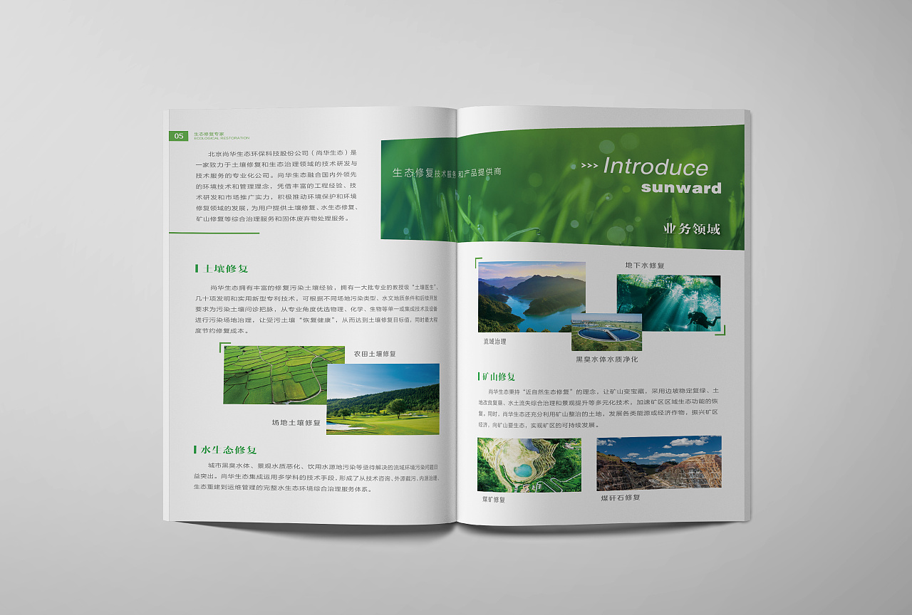 突出绿色环保介绍:2018年给北京一家做生态修复公司设计的宣传册,这