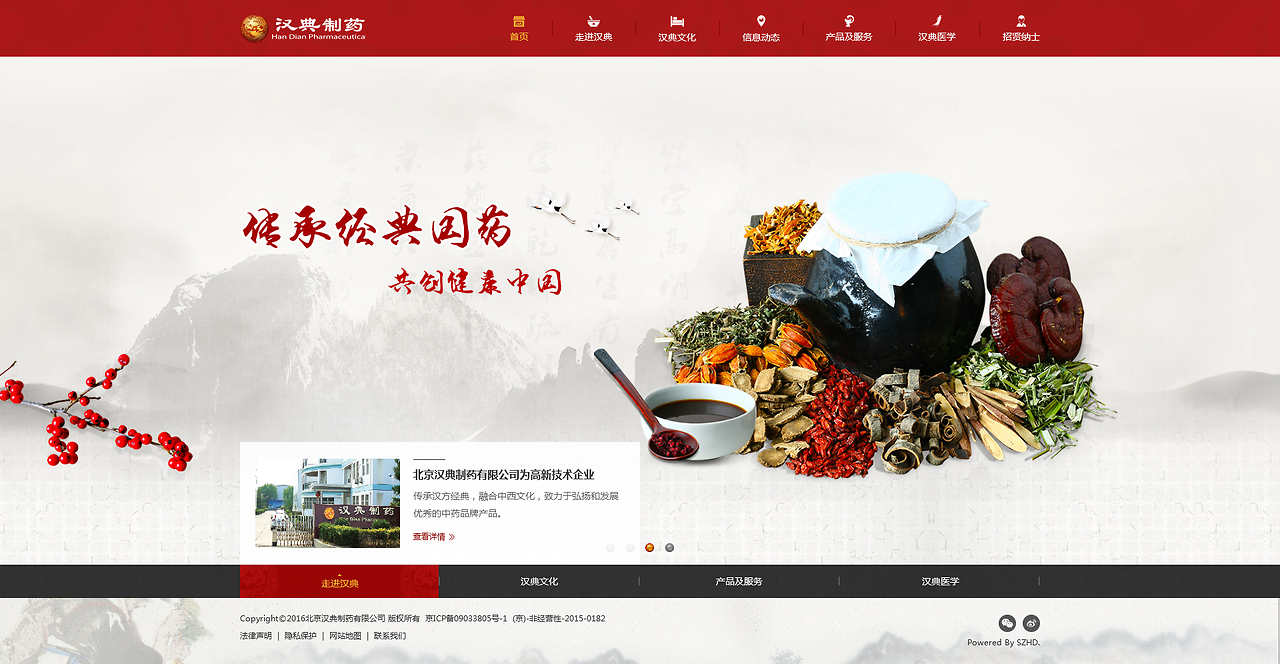 北京著名制药公司汉典制作官网设计 神州互动网站建设案例
